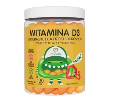 MyVita вітамін D3 натуральний з ланоліну в желейках з цитрусового пектину за 1000 IU, 120 шт