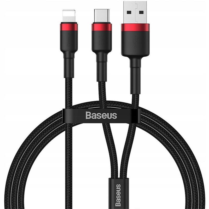 USB кабель Baseus Cafule 2 в 1 Lightning / Type-C + USB (CATKLF-ELG1) 1m - фото 1 - id-p1508668944