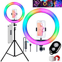 Кольцевая лампа RGB 30 см MJ300 Soft Ring Light + Подарок Штатив для лампы 0,66-2 м + Пульт для селфи