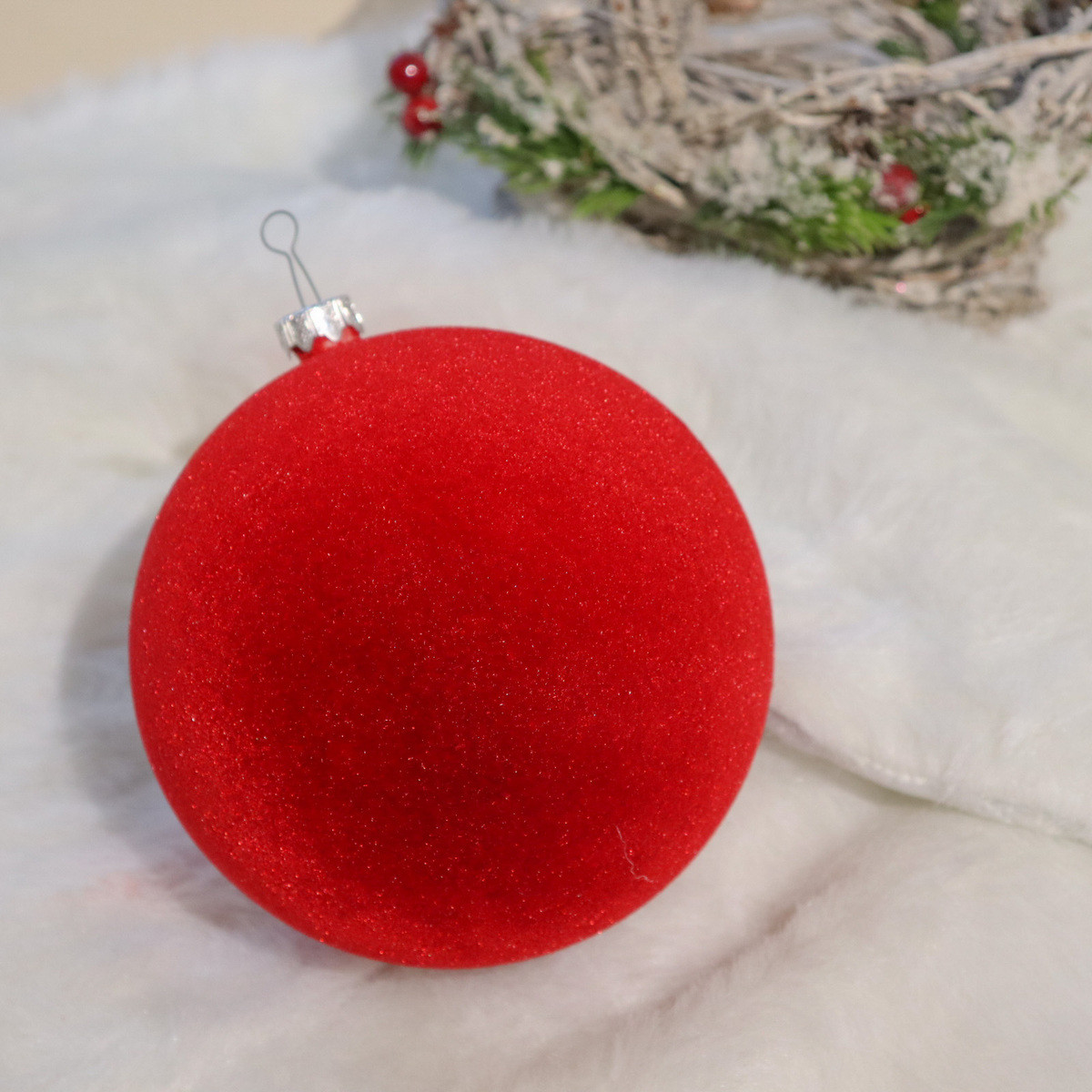 🔥 Вау! Ялинкова куля Bonita 13 см Оксамитова, Червона