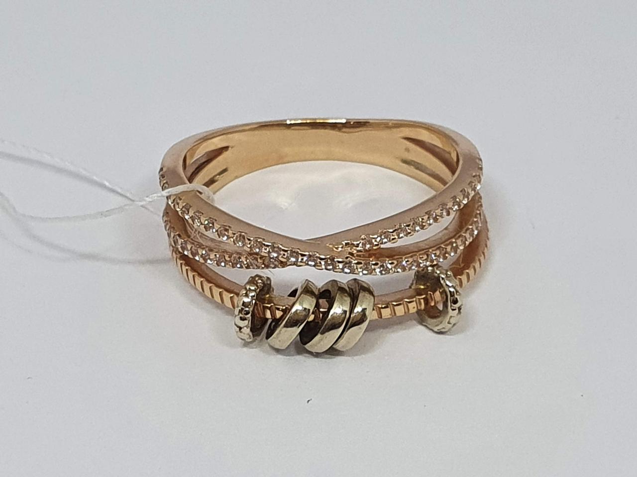 Золоте кільце з фіанітами. КВ1445КИ 17