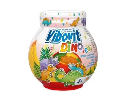 Teva Vibovit Dino мультивітаміни для дітей, желейки динозаврики з фруктовим смаком, від 4 років, 50 шт. До 01/2026