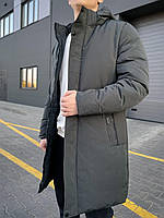 Зимові довгі куртки чоловічі, хакі куртка парка чоловіча синтепонова тепла