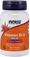 Витамин Д3 нау фудс Now Foods Vitamin D-3 400 IU 180 гелевых капсул