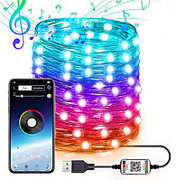 Гірлянда LED 10 м. 7953 c Bluetooth, дистанційне керування, різнокольорова
