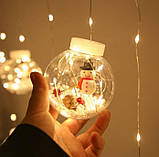 Гірлянда Xmas WW-1 Copper curtain ball lamp 7258 Сніговик, теплий білий світ, фото 3