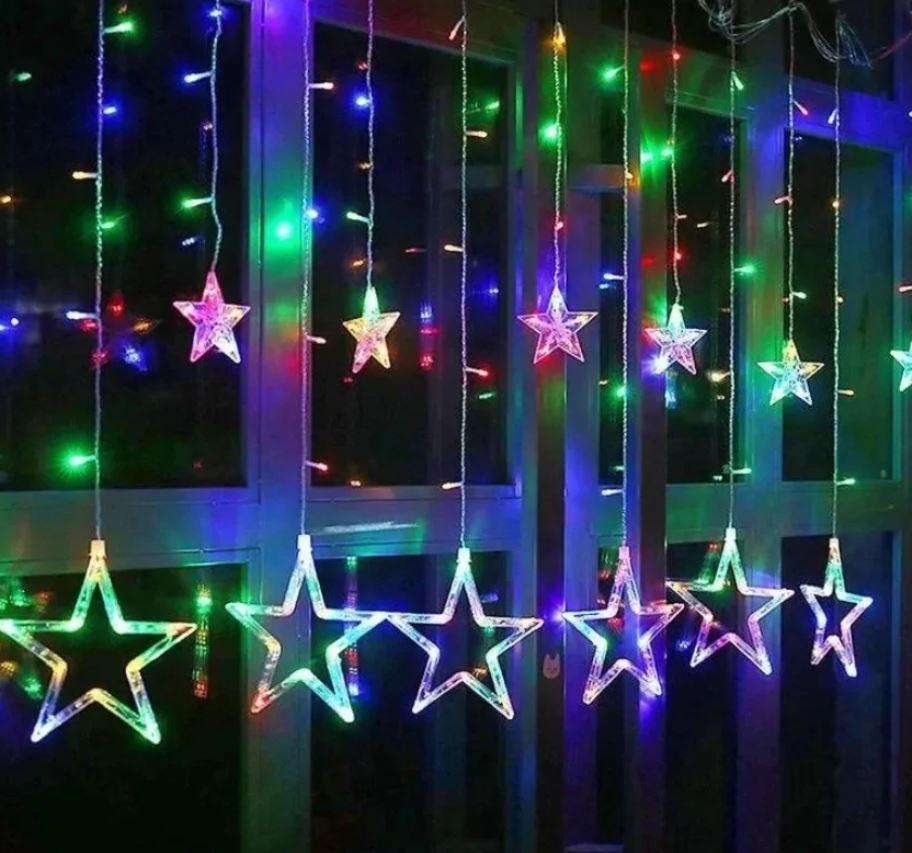 Гірлянда штора STAR CURTAIN MULTI 7753 Зірки, різнокольорова, фото 1