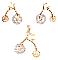 Набір Xuping Позолота + Родій Сережки Кулон "Велосипед"