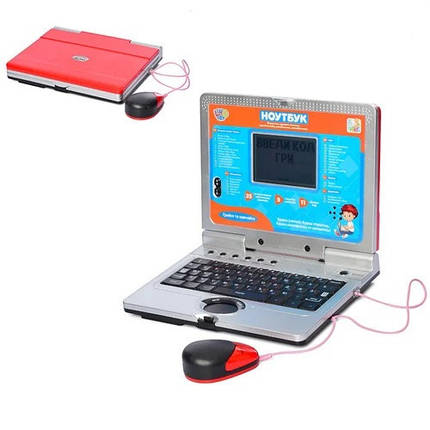 Детский обучающий игровой ноутбук от 3 лет Limo Toy Интерактивный развивающий компьютер на 3 х языках Красный, фото 2