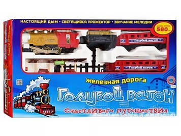 Залізниця на бат-ці,муз.,світ.Блакитний вагон,дим,довжина шляху580см,в кор-ці№7016(8)(610)