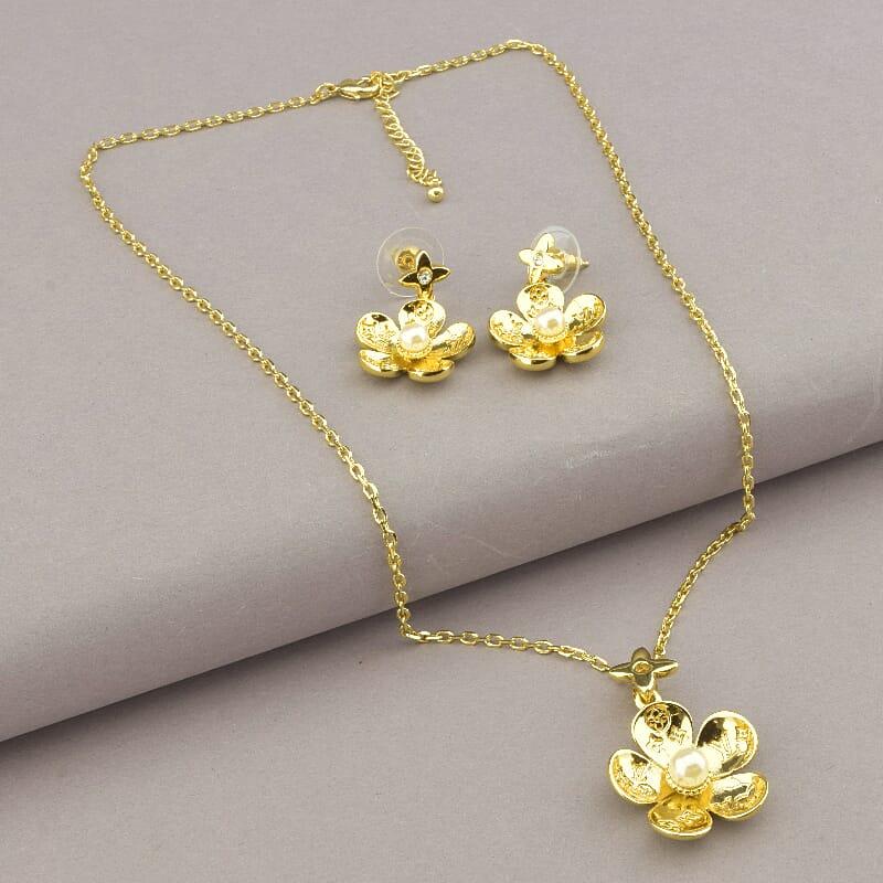 Підвіска+Сережки Майорка 43 сантиметрів . (позолота 14k (лимонна)), фото 1