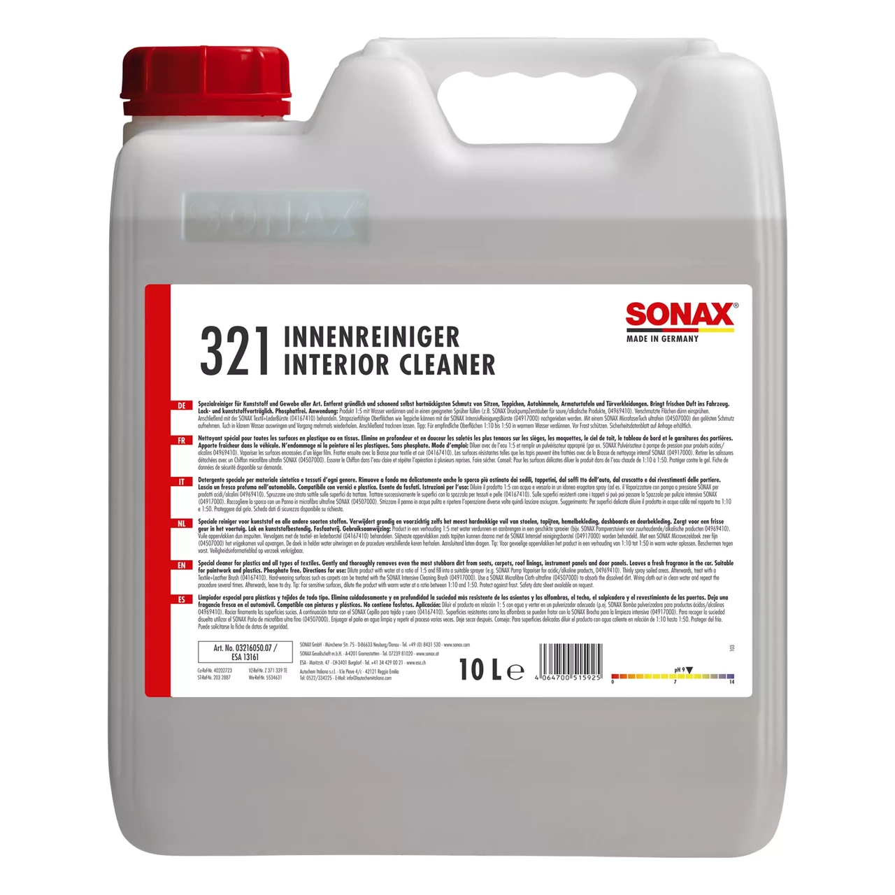 Концентрат очисника інтер'єру автомобіля 10 л SONAX Interior Cleaner (321605), фото 1