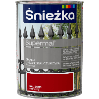Краска для металла стойкая эмаль хлоркаучуковая Sniezka Supermal КРАСНАЯ 0,9л RAL3000