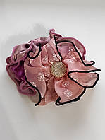 Резинка для волос тканевая Розовая с цветком объёмная