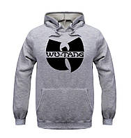 Кофта чоловіча Wu-Tang Clan з капюшоном Худі з логотипом Ву Танг Толстовка ВуТанг сіра Кенгуру Ву-Танг Клан
