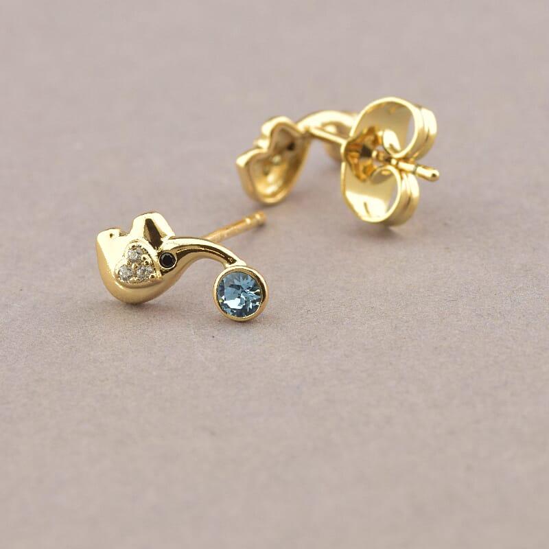 Сережки медичне золото Swarovski (позолота 18к)