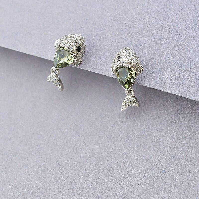 Сережки медичне золото Swarovski (родій)