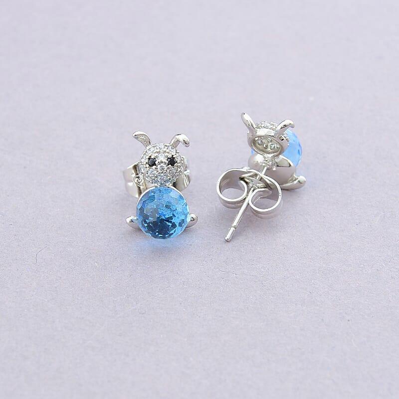 Сережки медичне золото Swarovski (родій)