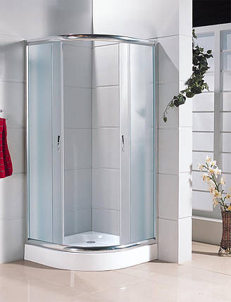 Душова кабіна напівкругла BADICO SAN 9001 Grey 90х90х195 з піддоном і сифоном, фото 2