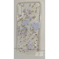 Чохол-накладка для Samsung A40/A405 прозорий з малюнком- Блакитні квіти