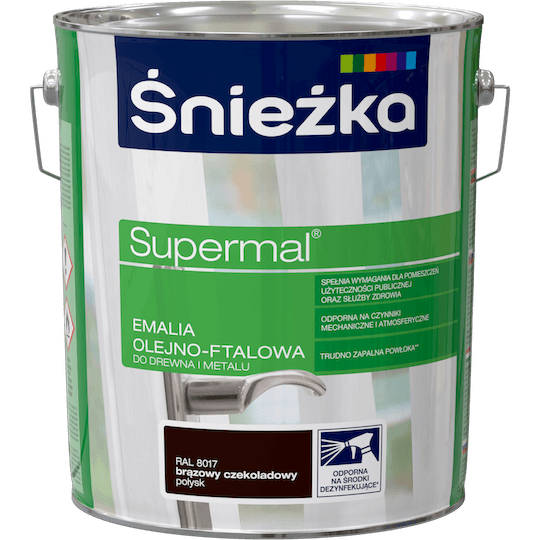 Емаль по дереву та металлу Sniezka Supermal ШОКОЛАДНА 10 л RAL8017, фото 1