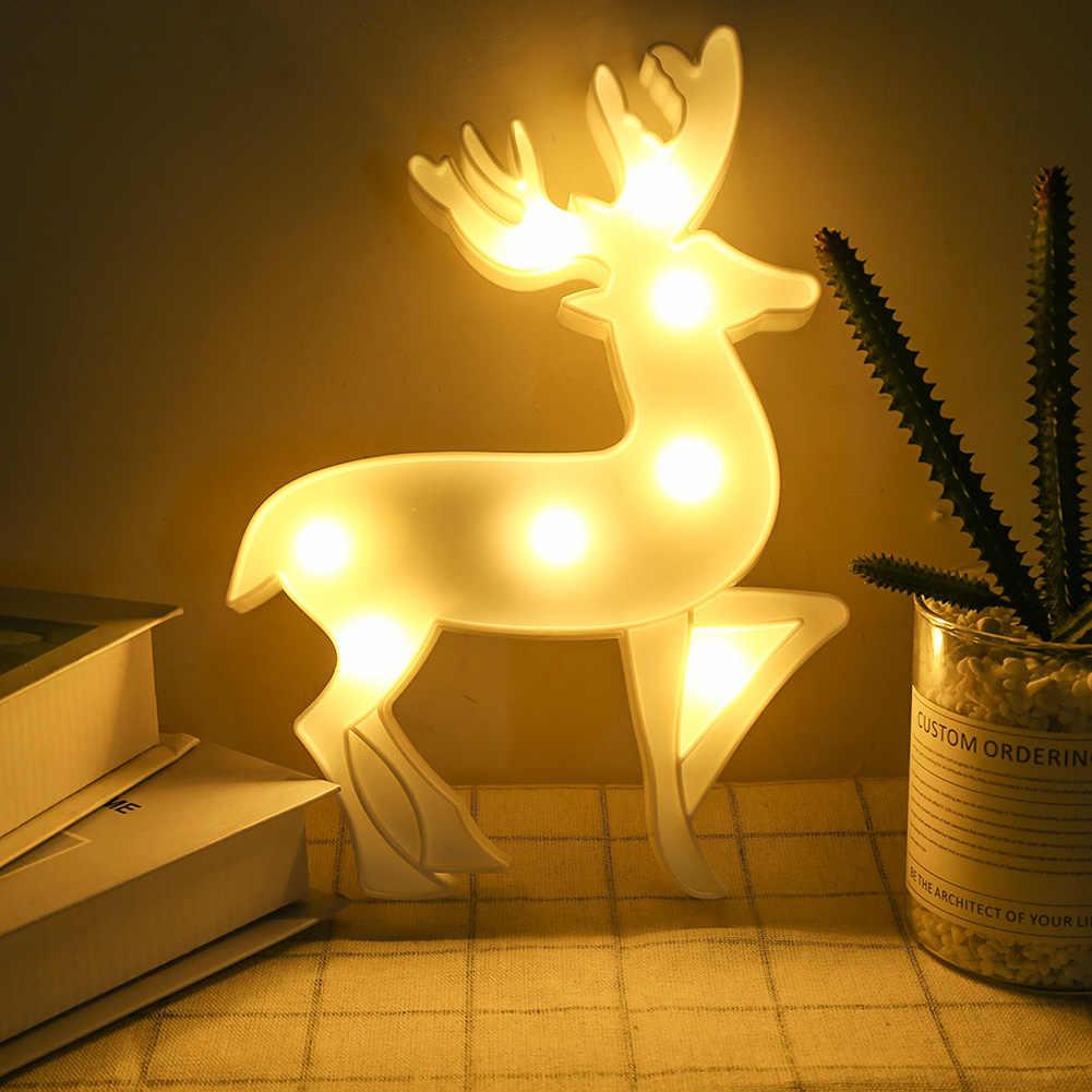 Детский светильник ночник светодиодный Олень белый 26 см 8 LED на батарейках, детская лед лампа в спальню