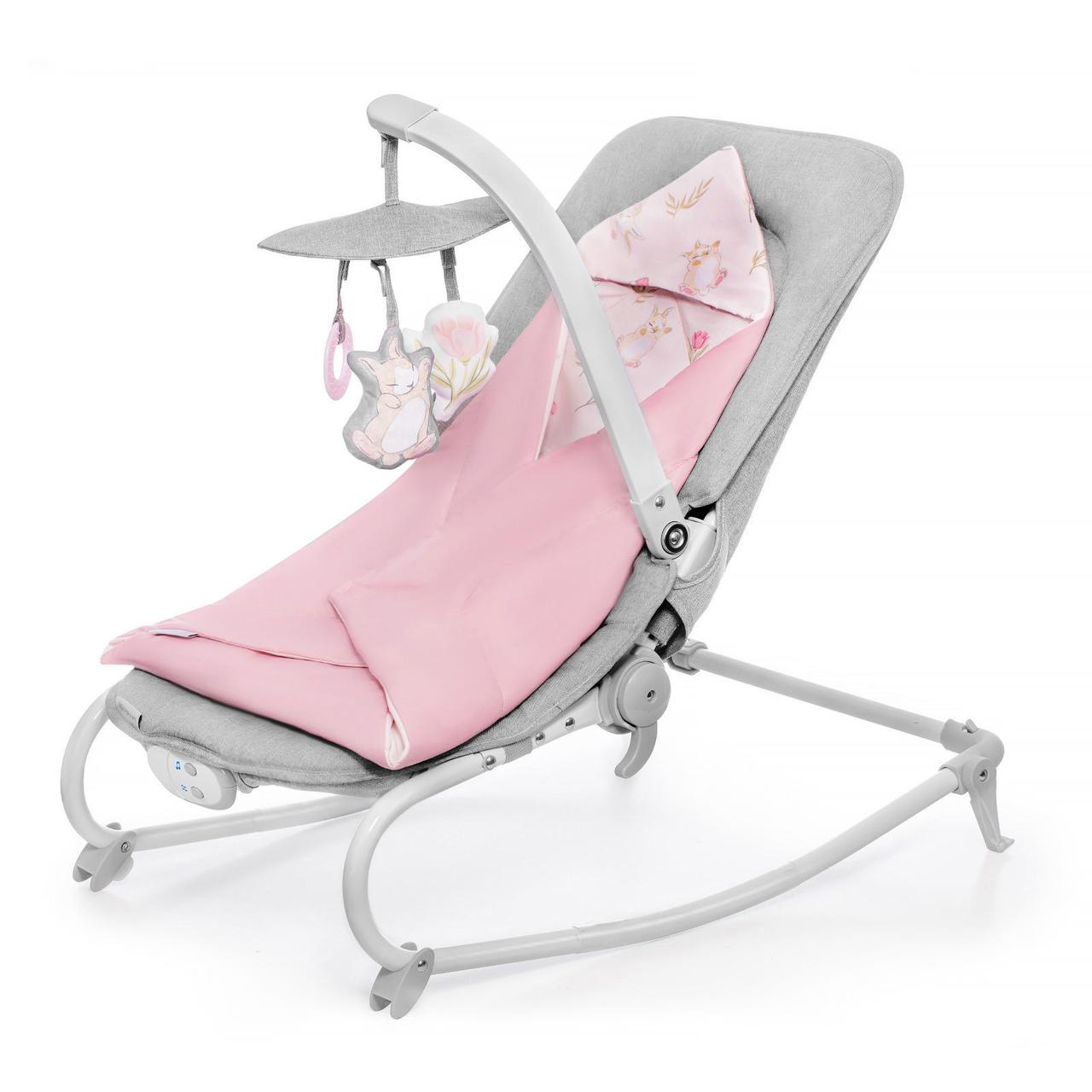 Шезлонг-качалка KiderKraft Felio Peony Rose, 3 в 1, з конвертом для новонароджених та москитною сіткою, фото 1