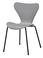 Стул Max (Макс) Metal-2 BK серый 10 на черных ногах штабелируемый, дизайн Arne Jacobsen Series 7 chair