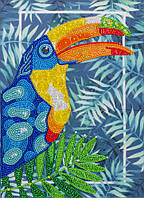 Набір для вишивки бісером "Екзотика" тропіки, Тукани, пальма, море, пляж часткова викладка, 25х35 см