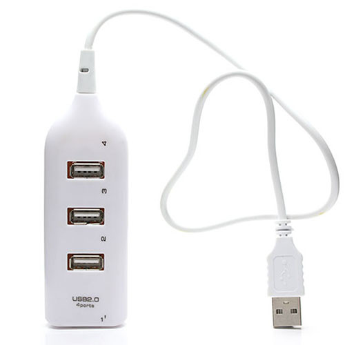 USB HUB hi-speed 4 USB 2.0 (20см) (Білий)