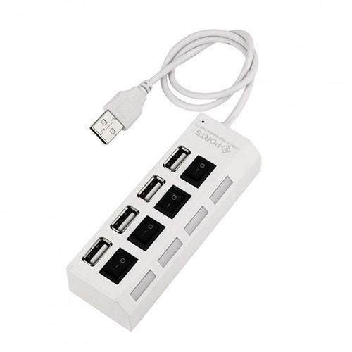 USB HUB 4 перекл. hi-speed 4 USB 2.0 (Білий)