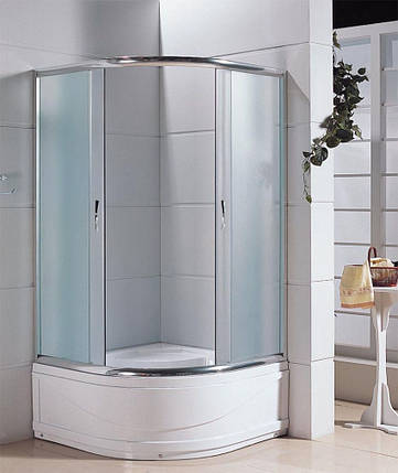 Душова кабіна напівкругла BADICO SAN 9021 Grey 90х90х200 з піддоном і сифоном, фото 2