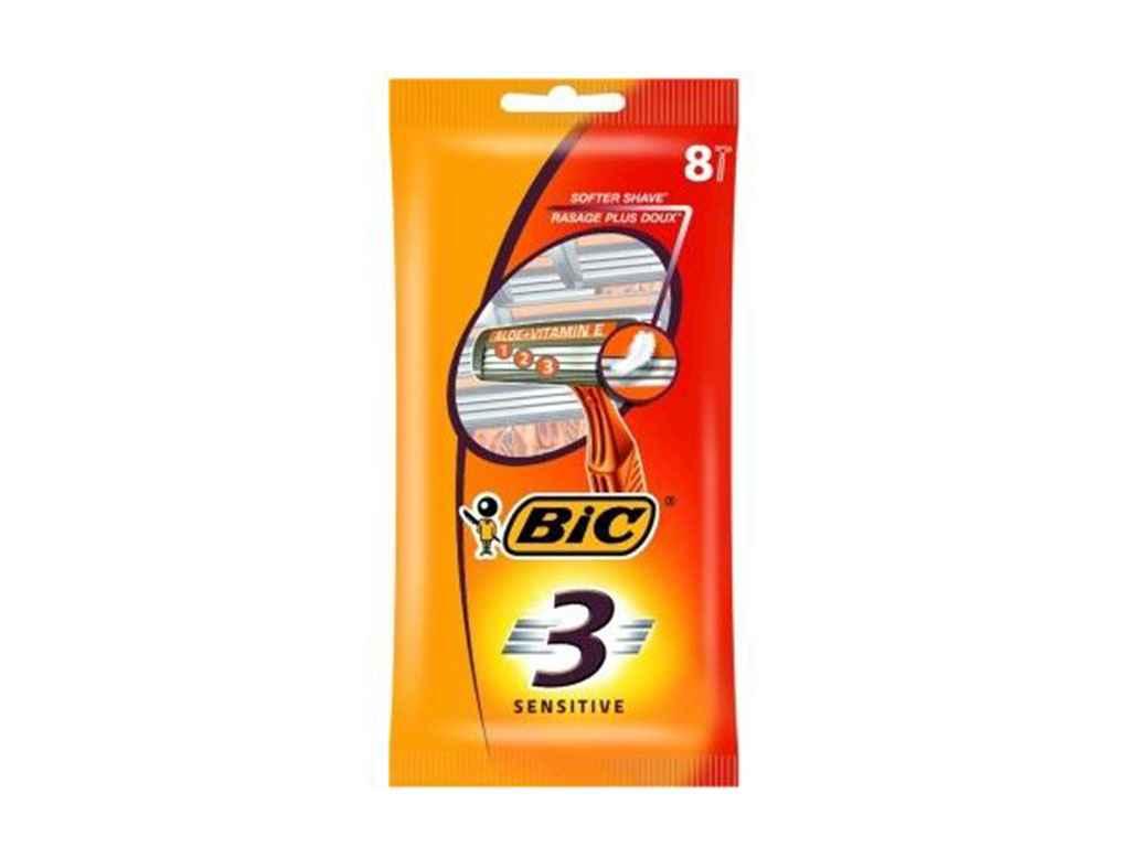 Однор. станок BIC 3 для гоління Чутлива шкіра (8шт.в уп.) ТМ BIC, фото 1