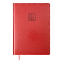 Щоденник датований 2022 BRAVO, А4, червоний, позов.шкіра/поролон