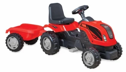 Детский трактор на педалях MMX MICROMAX (01-010) с прицепом красный - фото 1 - id-p1509003855