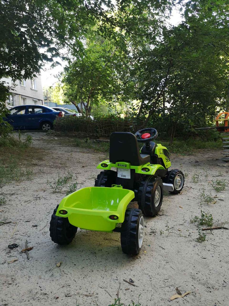 Детский трактор на педалях MMX MICROMAX (01-011) с прицепом зеленый - фото 4 - id-p1509003857
