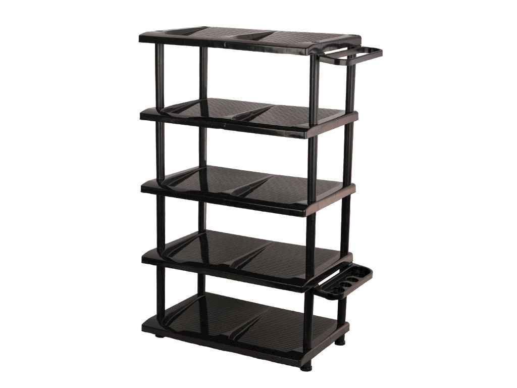 Полиця для взуття пластикова (5 полиць) 490*320*850мм чорна ТМ КОНСЕНСУС, фото 1