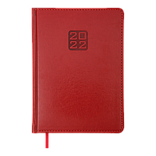 Щоденник датований 2022 BRAVO, A5, червоний, позов.шкіра/поролон