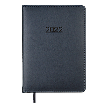 Щоденник датований 2022 PRIME, A5, т. синій, позов.шкіра/поролон