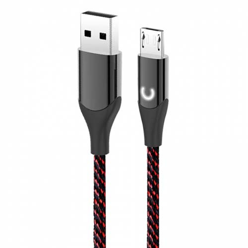 Кабель Evoc (New Packing) Ceramic LED USB - MicroUSB 2.8A/1m (Black-Bordo)