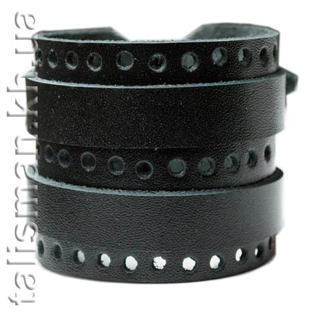 Браслет шкіряний BKB-107 два ремінця з перфорацією