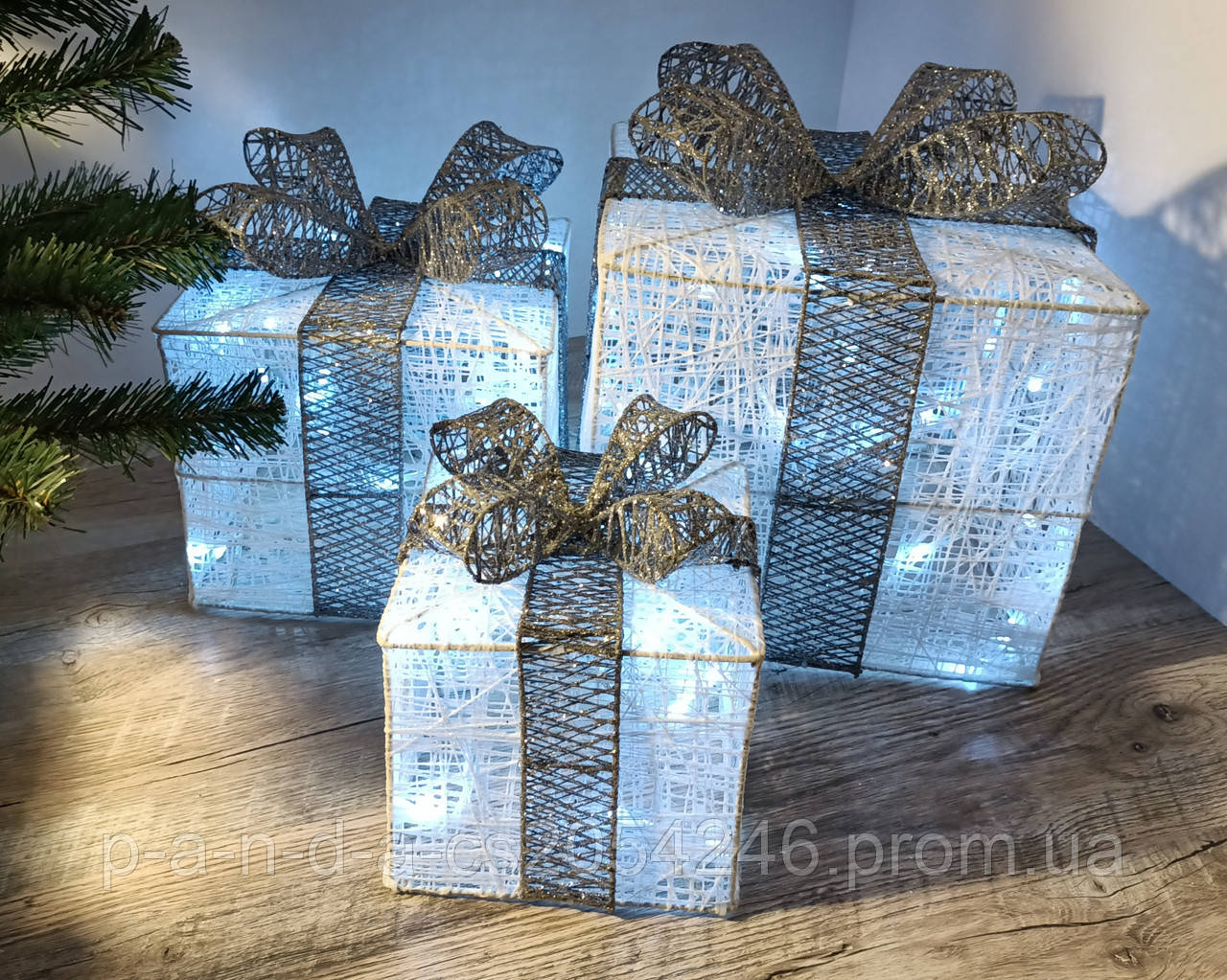 Набір новорічних подарунків LED декорація комплект 3 шт