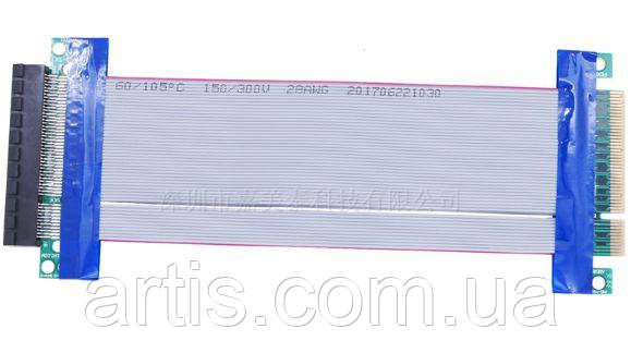 Райзер Riser Card PCI-E 4X to 4X, шлейф 19 см 4-4 подовжувач прямий