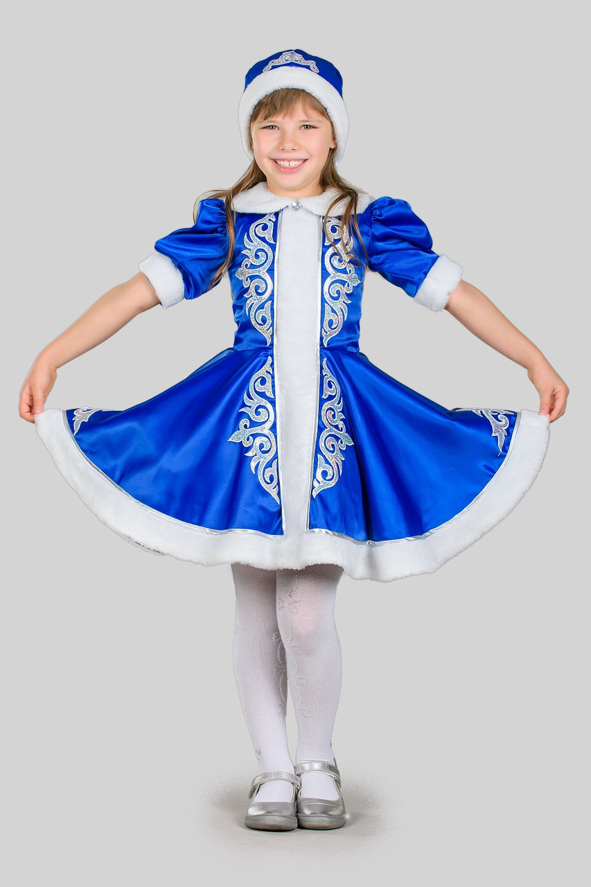 Карнавальний костюм для дівчинки Снігурочка Синя Візерунки, зріст 116, 128, 134 см