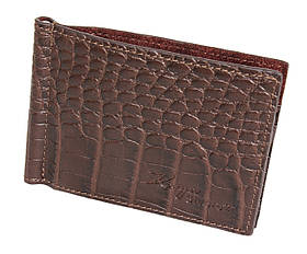 Затиск Для Грошей Коричневий Шкіряний Karya 0902-57