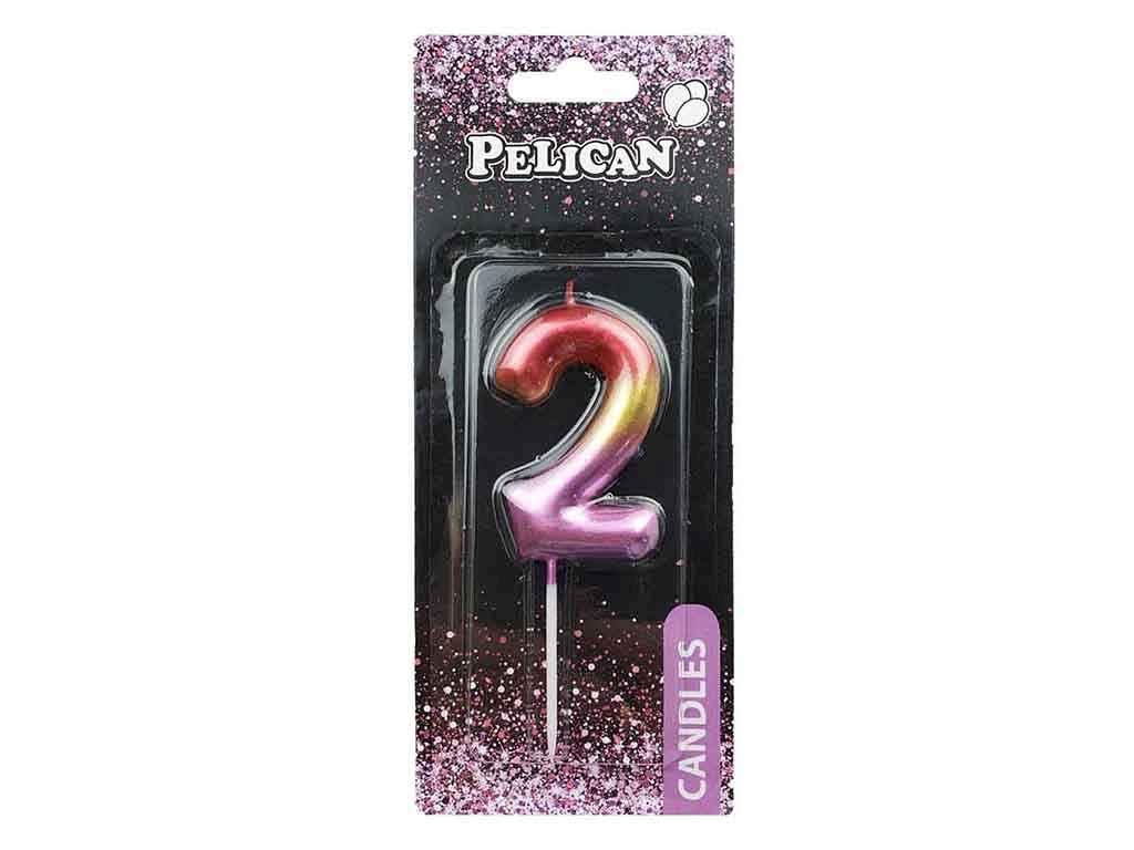 Свичка для торта 2 РАЙДУЖНА 6 см. 866062 ТМ PELICAN