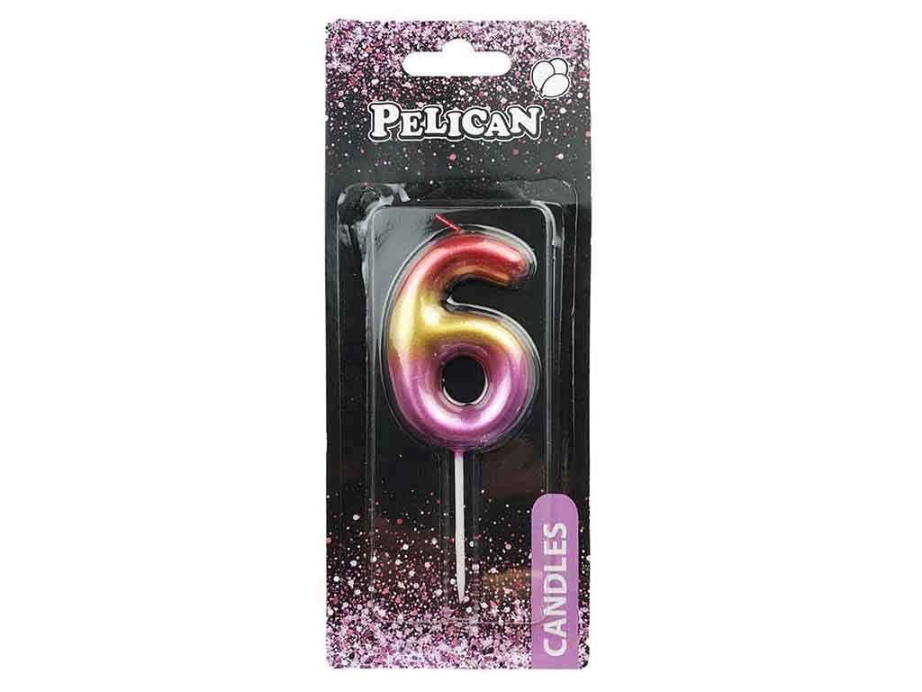 Свичка для торта 6 РАЙДУЖНА 6 см. 866066 ТМ PELICAN