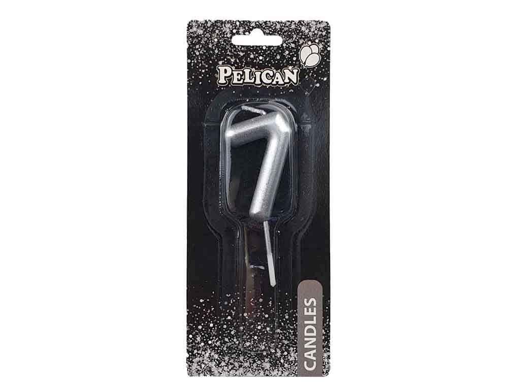 Свiчка для торта 7 СРБЛО 4,5см. 864527 ТМ PELICAN