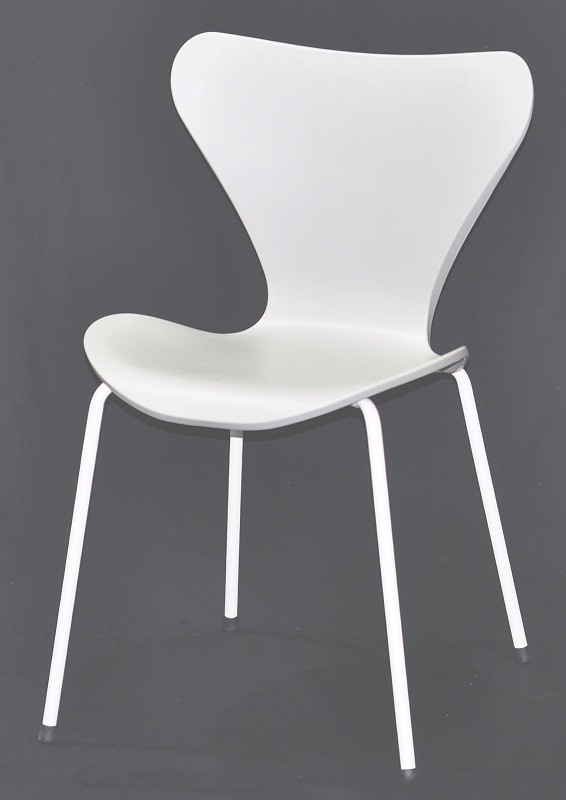 Стілець Max (Макс) Metal-2 сірий на білих ногах штабельований, дизайн Arne Jacobsen Series 7 chair
