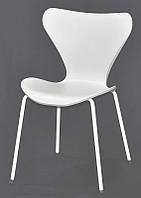 Стул Max (Макс) Metal-2 серый на белых ногах штабелируемый, дизайн Arne Jacobsen Series 7 chair